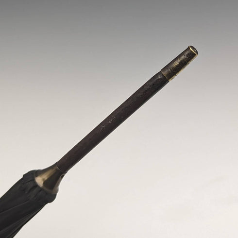 Early 20th Century British Antique Gentleman's Buanbrella Black Sterling Silver Engraved Handle 93cm